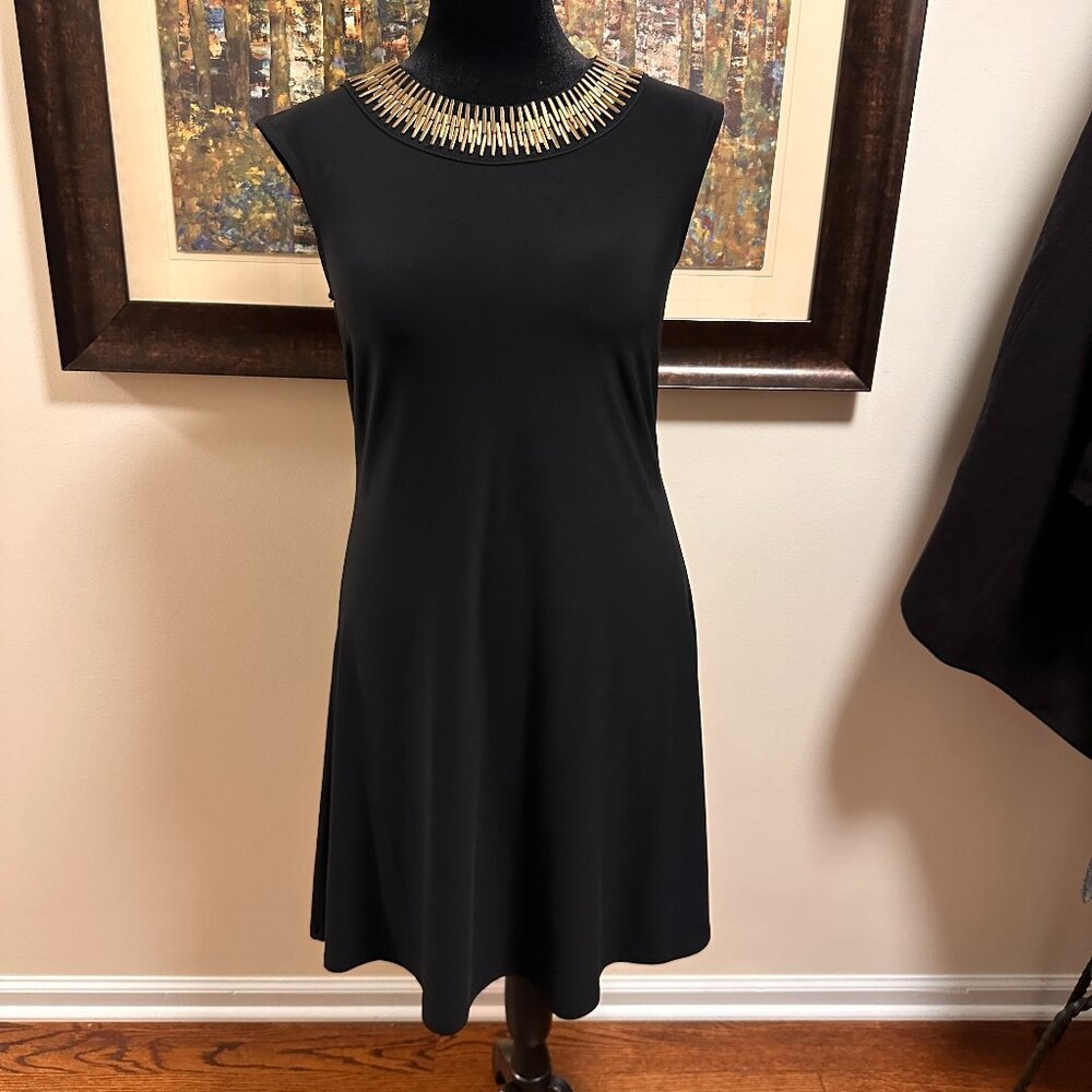 Dress barn Little Black Dress with Golden Details on Neckline Size Medium
